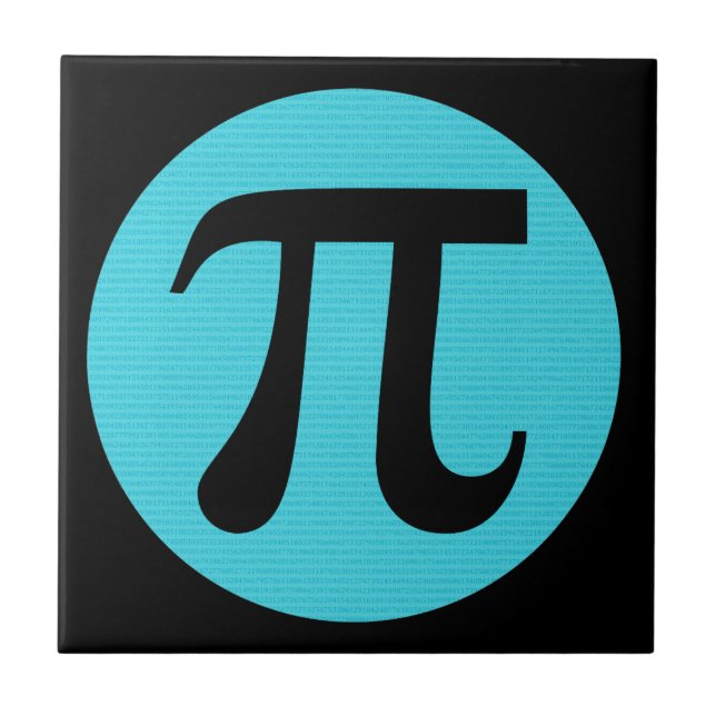 Math geek Pi symbol, blue on black Ceramic Tile (Front)