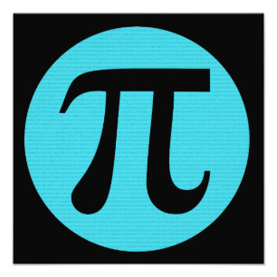 Math geek Pi symbol, blue on black Photo Print