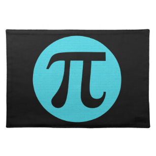 Math geek Pi symbol, blue on black Placemat