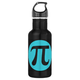 Math geek Pi symbol, blue on black Stainless Steel Water Bottle