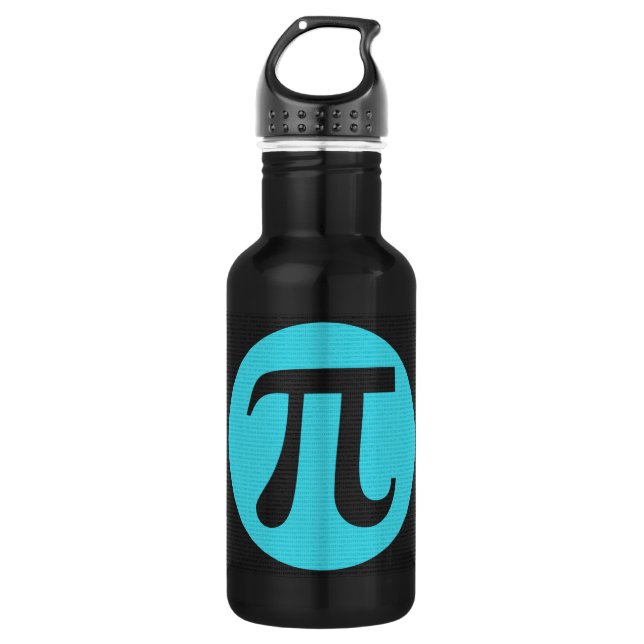 Math geek Pi symbol, blue on black Stainless Steel Water Bottle (Front)