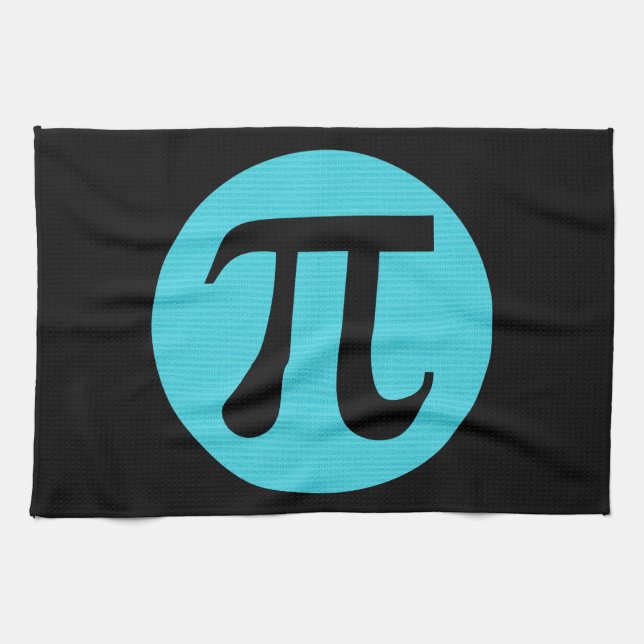 Math geek Pi symbol, blue on black Towel (Horizontal)