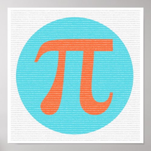 Math geek Pi symbol orange and blue Poster