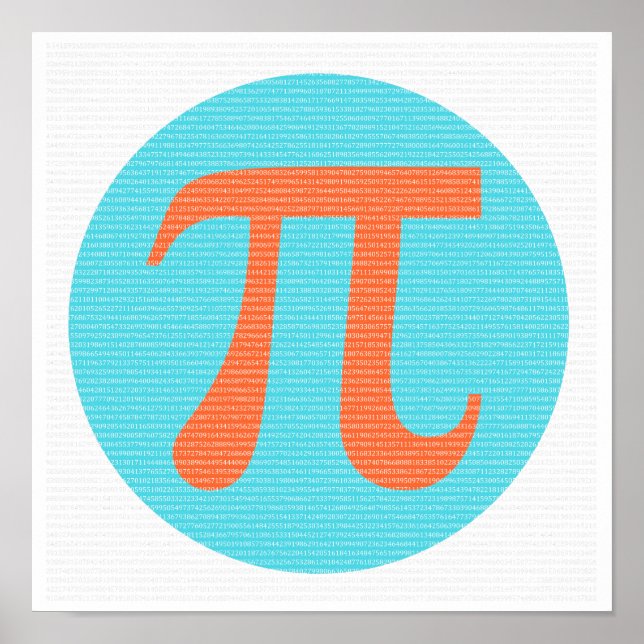 Math geek Pi symbol, orange and blue Poster (Front)