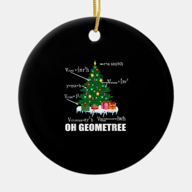 Math Geometry Christmas Tree Teacher Family Matchi Ceramic Ornament (Front)