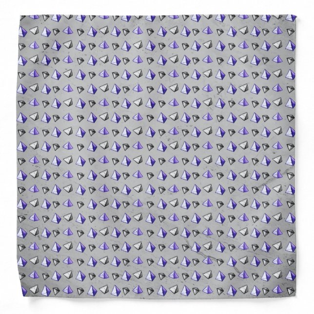 Math Geometry Geek Pyramid Pattern Grey Bandana (Front)