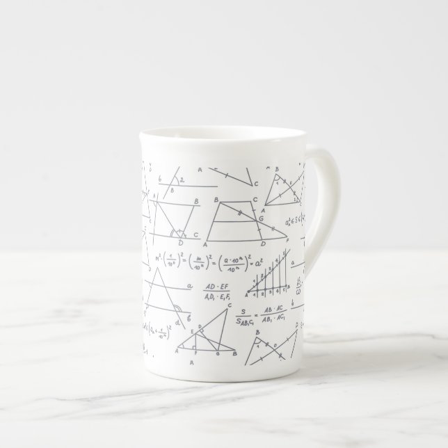 Math Hand Written Calculations Illustrations Bone China Mug (Front Right)