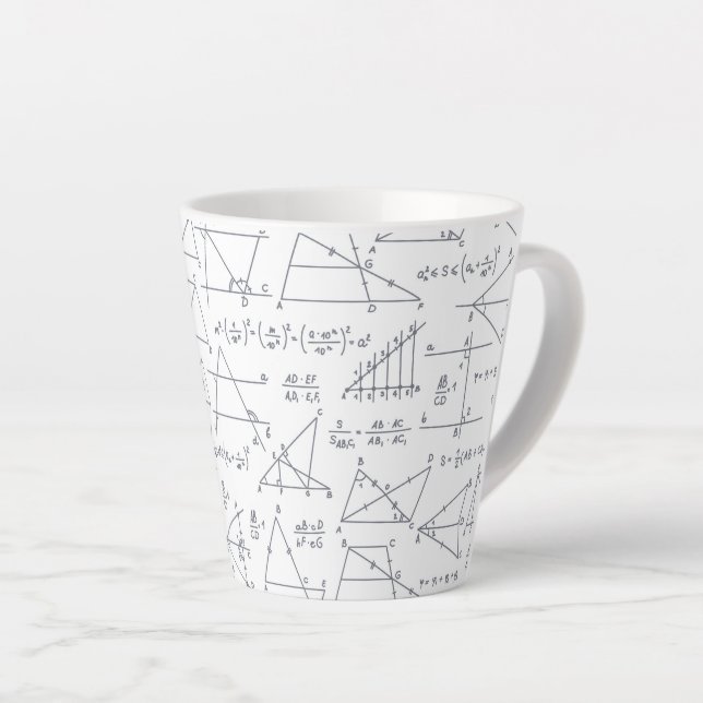 Math Hand Written Calculations Illustrations Latte Latte Mug (Right Angle)