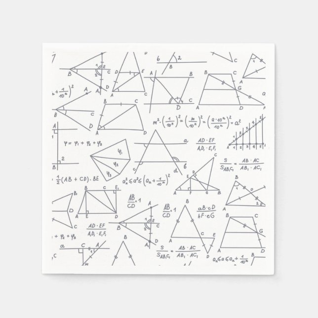 Math Hand Written Calculations Illustrations Napkins (Front)
