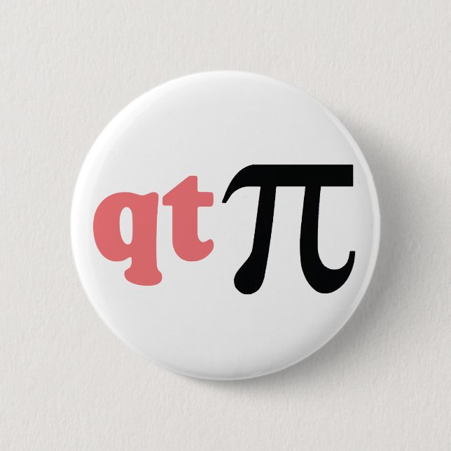 Math Humor - Cute Tee Pi Button (Front)