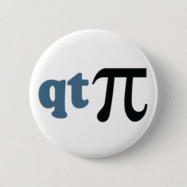 Math Humor - Cute Tee Pi Button (Front)
