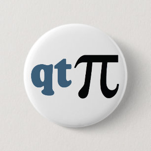 Math Humor - Cute Tee Pi Button