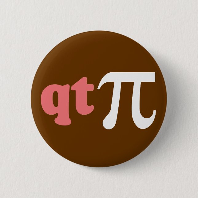 Math Humor - Cute Tee Pi Button (Front)