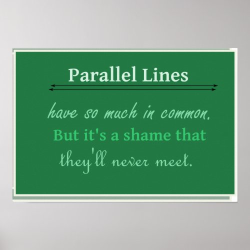 Math Humor Quote Parallel Lines Poster