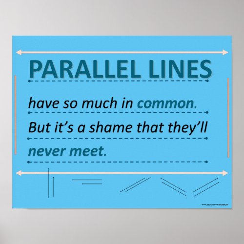 Math Humor Quote Parallel Lines Poster