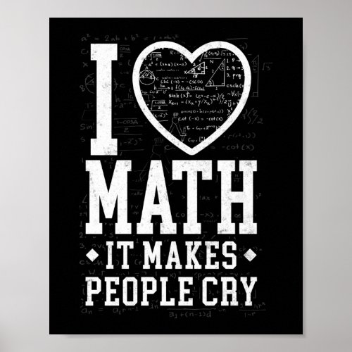 Math I Love Math It Makes People Cry Teacher Nerd Poster