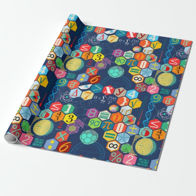 Math in color (blue) wrapping paper (Unrolled)