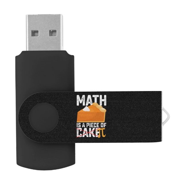 Math Is A Piece Of Cake Pi Day Funny Flash Drive (Opened)