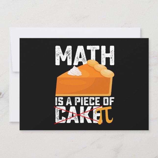 Math Is A Piece Of Cake Pi Day Funny Invitation (Front)