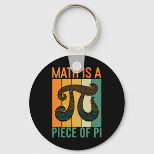 Math Is A Piece Of Pi Retro Pi Day Teacher Graphic Keychain