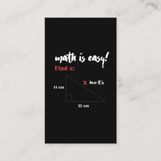 Math Is Easy Funny Math Teacher Joke Business Card (Front)