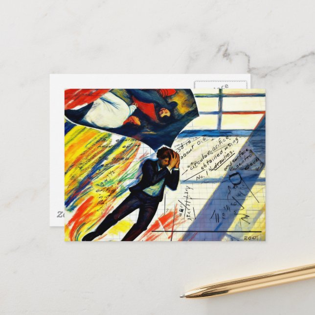 Math is Hard Mixed Media Collage Postcard (Front/Back In Situ)