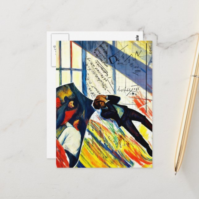 Math is Hard Mixed Media Collage Postcard (Front/Back In Situ)