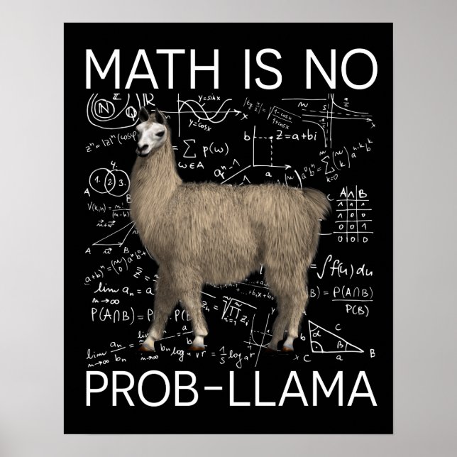 Math is No Prob-Llama - Math Llama Teacher Poster (Front)