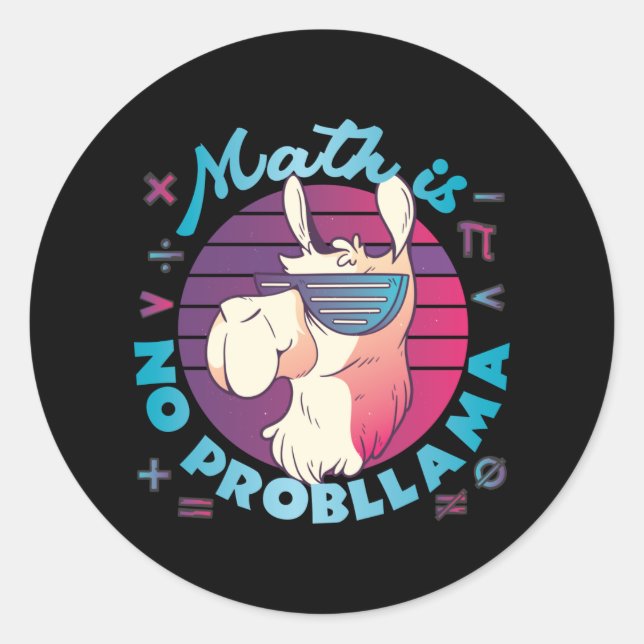 Math Is No ProbLlama Classic Round Sticker (Front)