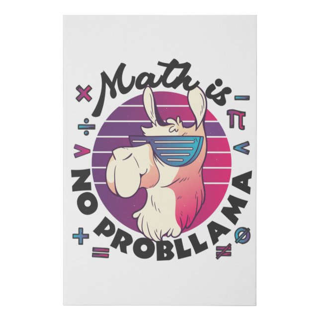 Math Is No ProbLlama Faux Canvas Print (Front)