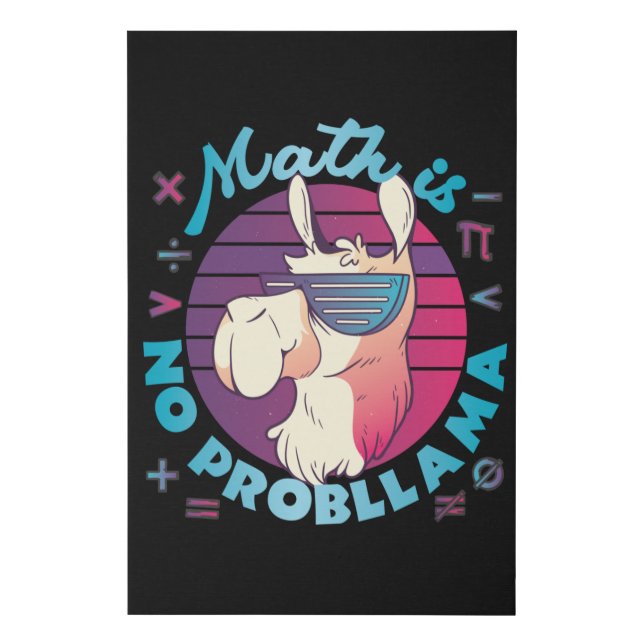 Math Is No ProbLlama Faux Canvas Print (Front)