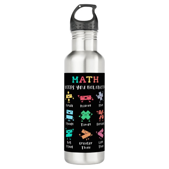 Math keeps you balanced stainless steel water bottle (Front)