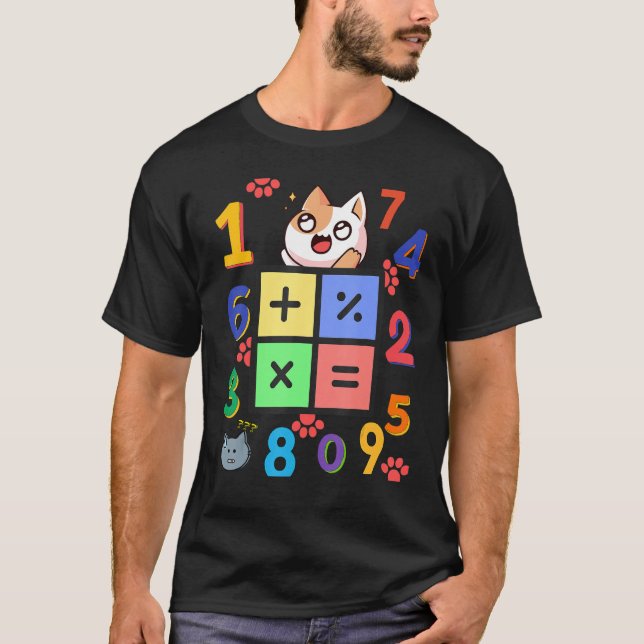 Math Kitty Cat I Love Math And Cats Mathematics  M T-Shirt (Front)