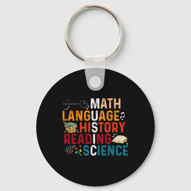Math Language History Reading Science Music Teache Keychain (Front)
