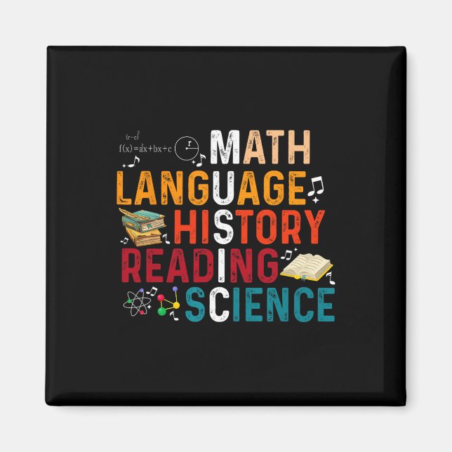 Math Language History Reading Science Music Teache Magnet (Front)