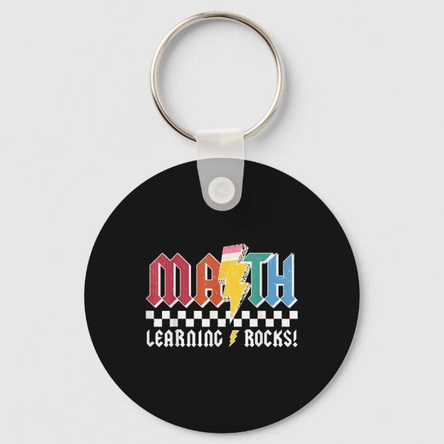 Math Learning Rocks Abcd Teacher Rock &amp; Roll B Keychain (Front)