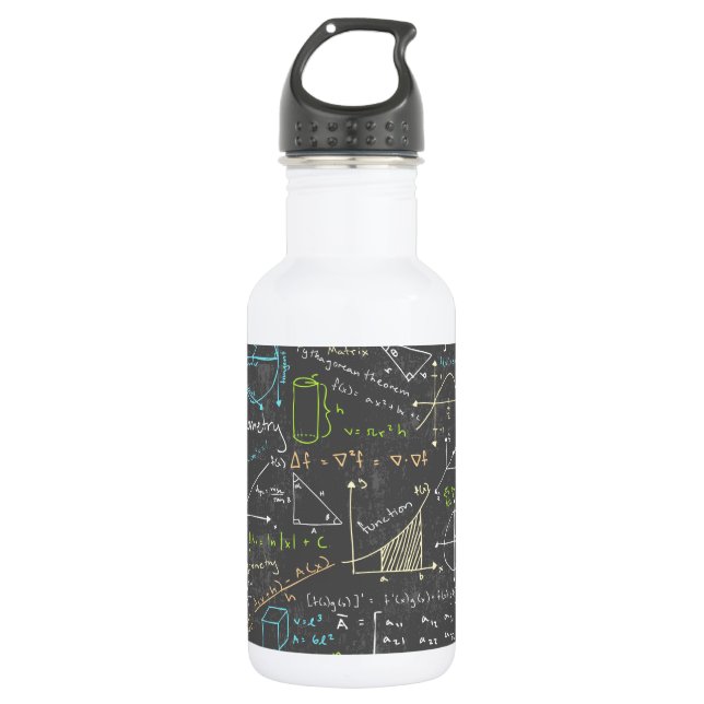 Math Lessons Stainless Steel Water Bottle (Front)