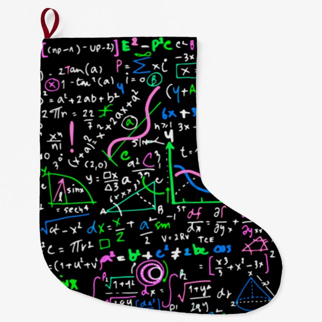 Math linear mathematics education circle large christmas stocking (Front)