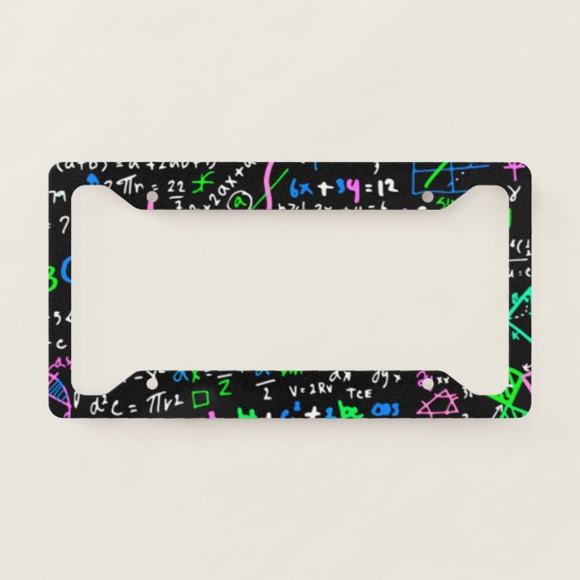 Math linear mathematics education circle license plate frame (Front)