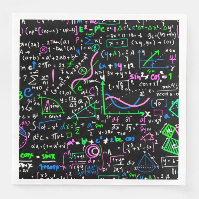 Math linear mathematics education circle paper dinner napkins (Front)