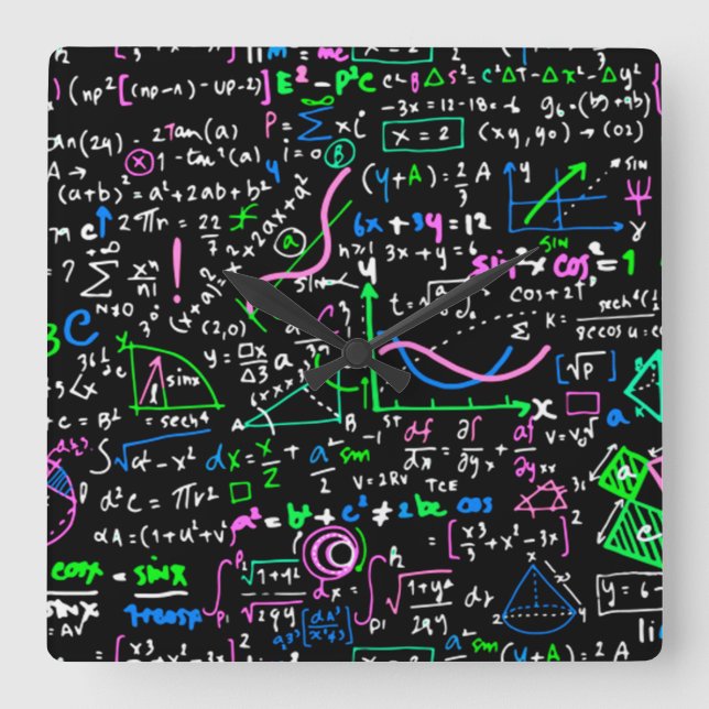 Math linear mathematics education circle square wall clock (Front)
