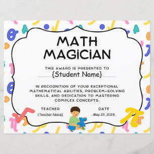 Math Magician Student Recognition Award