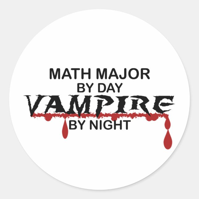 Math Major Vampire by Night Classic Round Sticker (Front)