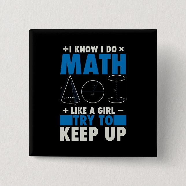 Math Math Teacher Pun Gift Button (Front)