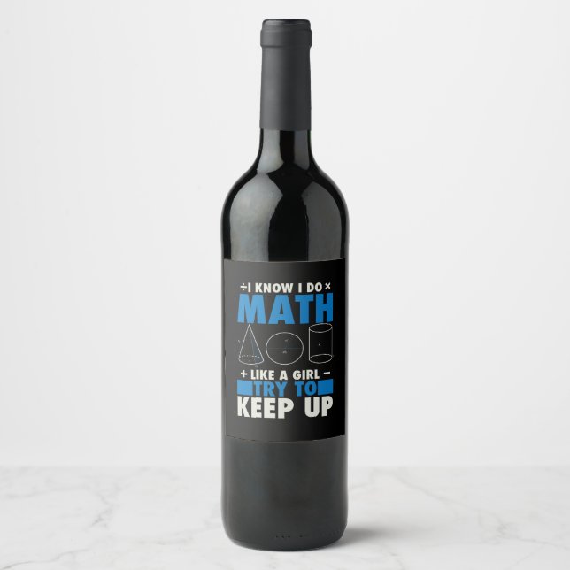 Math Math Teacher Pun Gift Wine Label (Front)