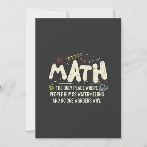 Math  Mathematics Math Teacher Gift Invitation