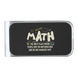 Math Mathematics Math Teacher Gift Silver Finish Money Clip