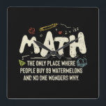 Math  Mathematics Math Teacher Gift Square Wall Clock<br><div class="desc">Math Design with the slogan : Math The Only Place. Perfect for a person who likes math and science.</div>