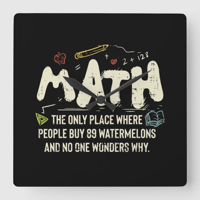 Math  Mathematics Math Teacher Gift Square Wall Clock (Front)