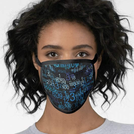 Math Mathematics Numbers Fractions Pattern Face Mask (Worn Her)
